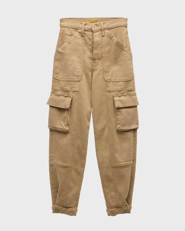 Straight-Leg Satin Cargo Pants