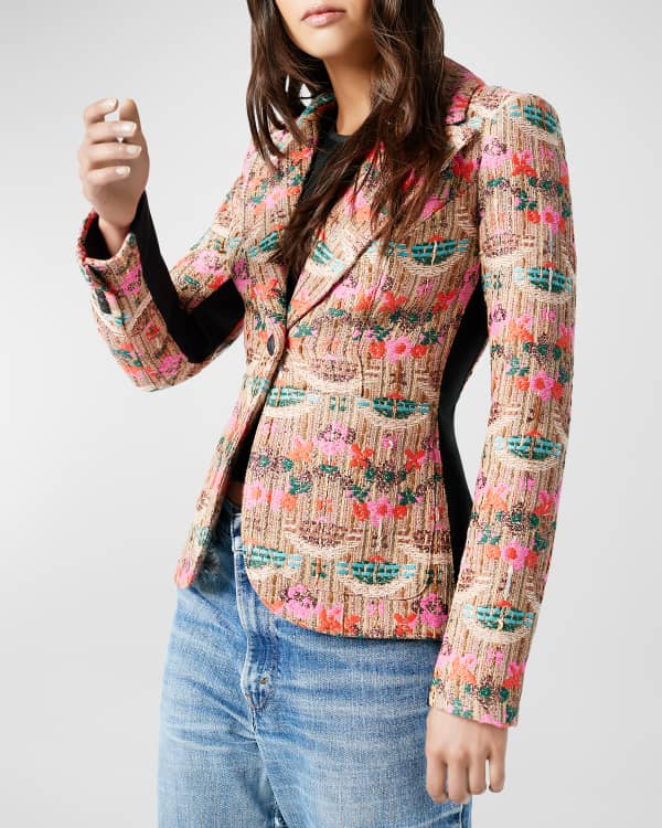 Smythe Duchess One Button Elbow Patch Blazer Red Neiman Marcus