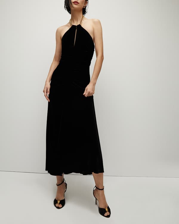 Misha Linnea Cutout Halter Midi Dress | Neiman Marcus