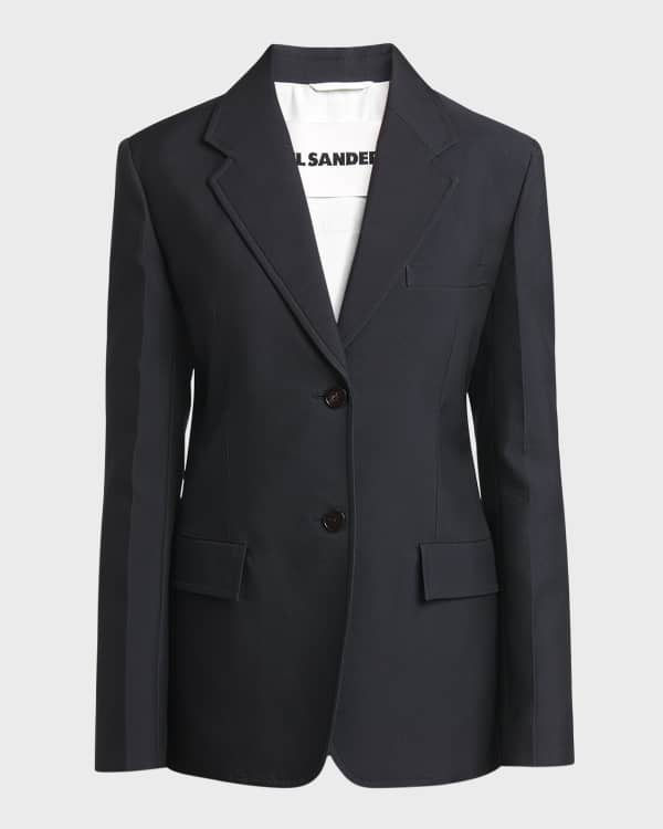Burberry collarless tailored wool jacket - Black