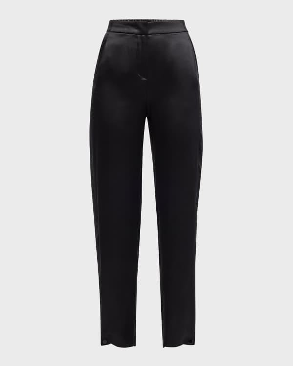 Plissé Satin Straight Pants