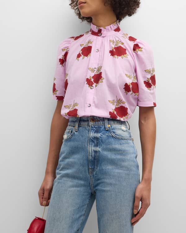 Joie Bayley Floral Print Button Down Top Neiman Marcus