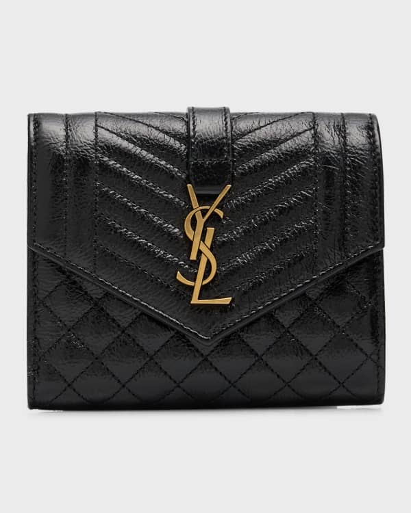 Saint Laurent Compact Tri Fold YSL Leather Wallet | Neiman Marcus