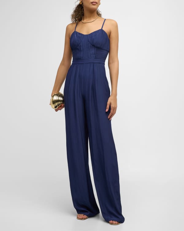 SIMKHAI Rebecca Recycled Twill Bustier Jumpsuit | Neiman Marcus