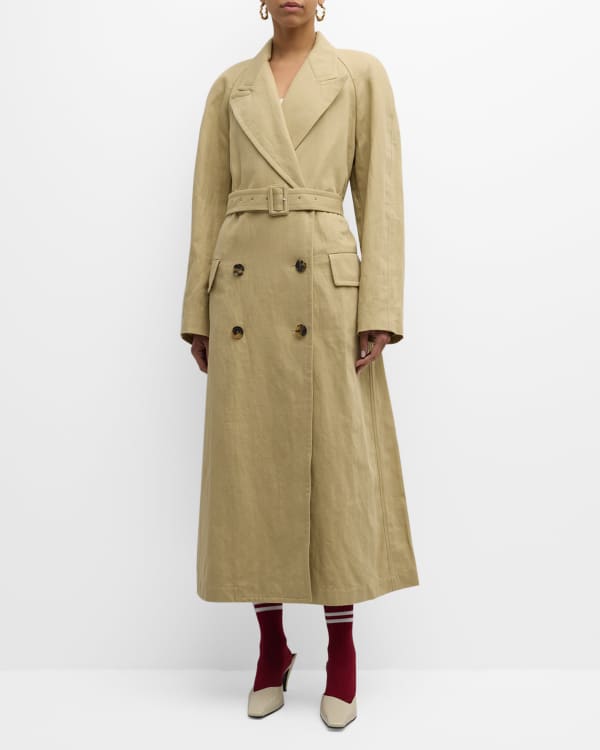 Sheer Long Sleeve Trench Coat with Belt for Women - Diana
