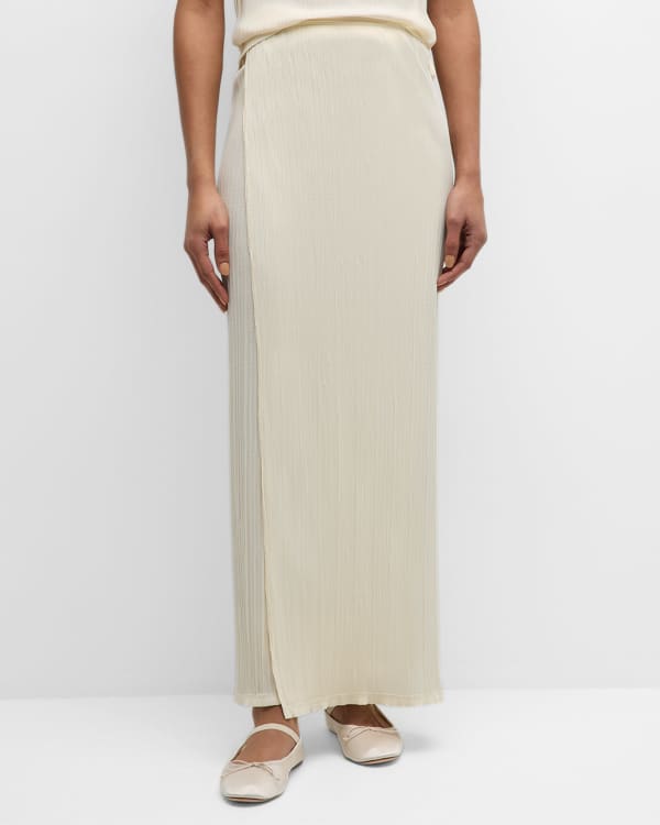 Joan Vass Long Pleated Skirt White Neiman Marcus