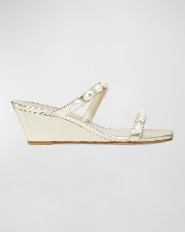 Donald Pliner Ithaca Metallic Strappy Toe Ring Wedge Sandals