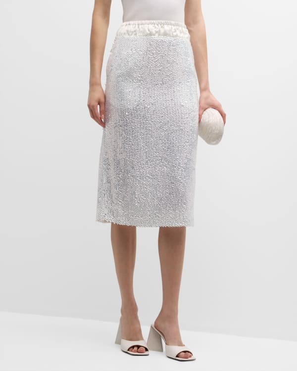 Polo Ralph Lauren Pointelle-Knit u0026 Macrame Pencil Skirt | Neiman Marcus