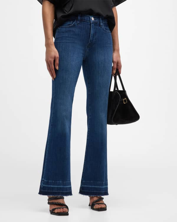 FRAME High Rise Pleated Flare Jeans
