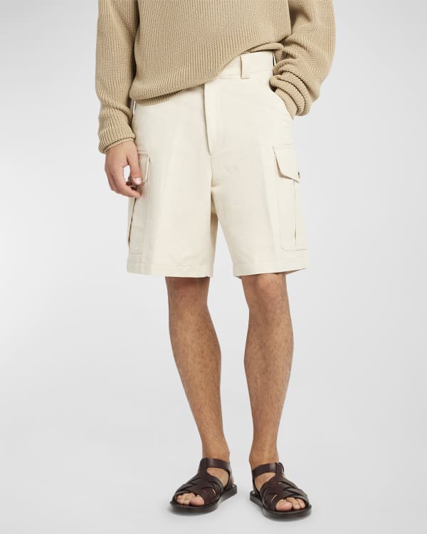 Givenchy Men's Arched Wool Cargo Shorts
