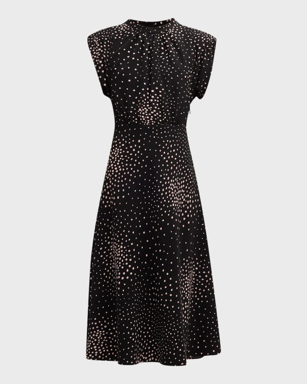 Joie Celedonia Round Neck Fit and Flare Lace Guipure Midi Dress