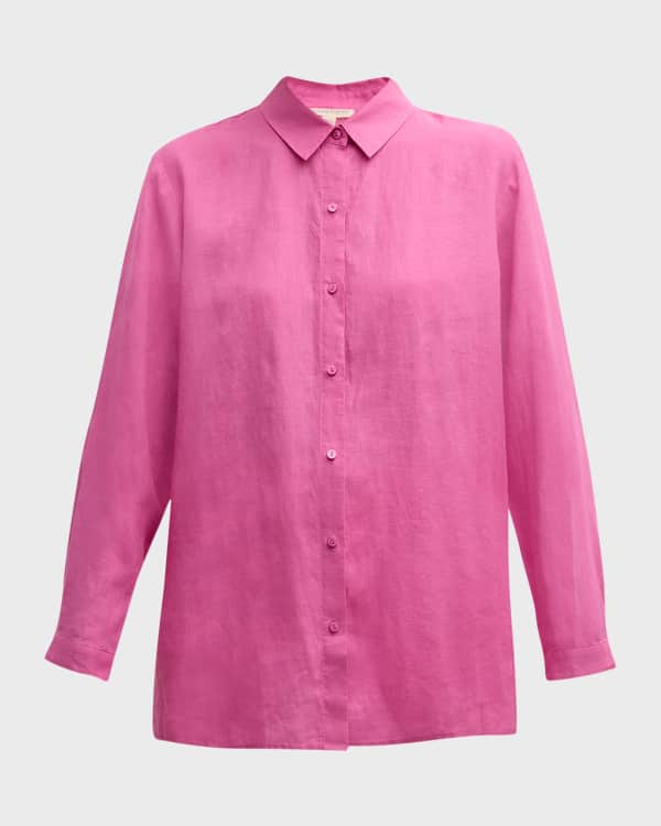 Silk Georgette Crepe Mandarin Collar Shirt