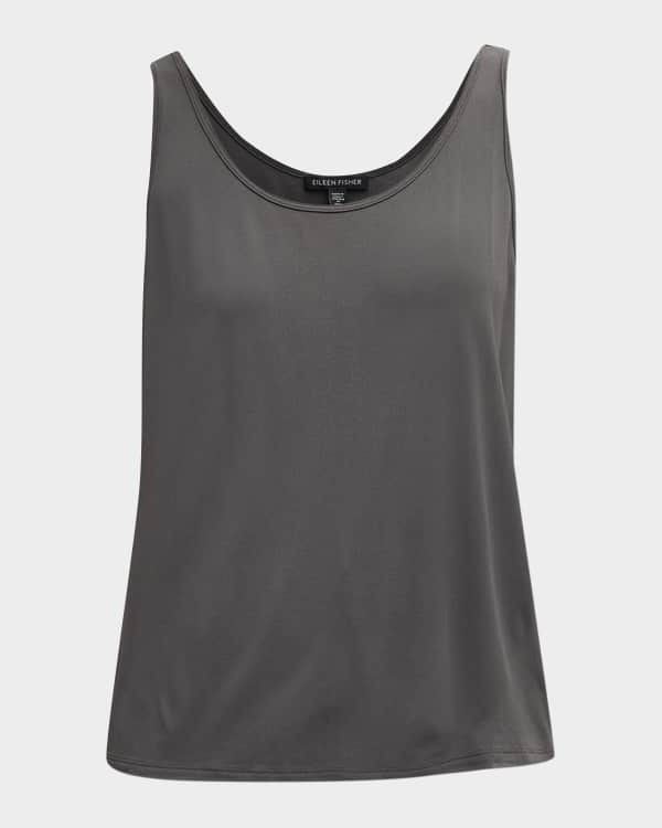 Eileen Fisher Missy Silk Georgette Crepe Scoop-Neck Tank Top