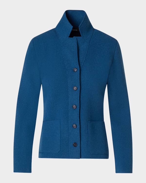 Akris Reversible Wool Short Knit Jacket Neiman Marcus