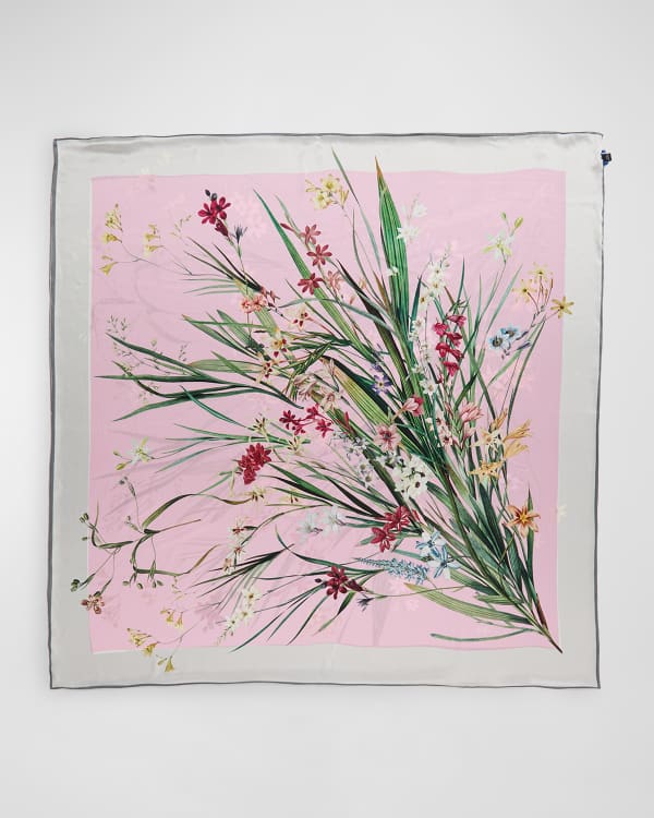 Johnny Was Printed Silk Scarf w Tassels Neiman Marcus