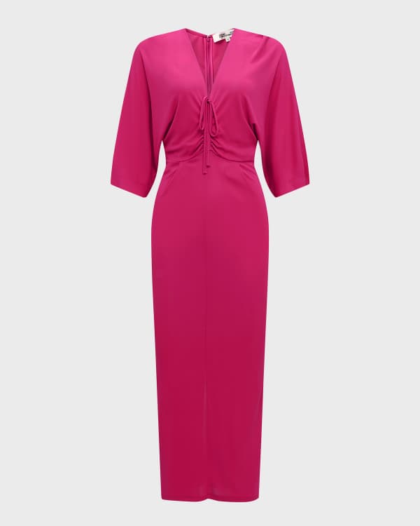 Diane von Furstenberg Sareth Metallic Dot Print Ruffle Midi Dress