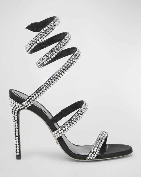 Rene Caovilla Strauss Snake Ankle-Wrap Sandals | Neiman Marcus