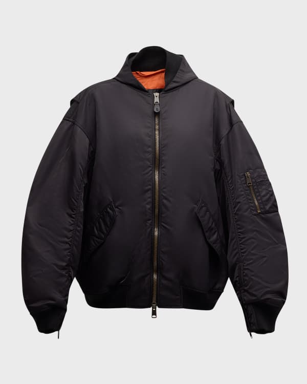 Balenciaga Men's Balenciaga Paris Hybrid Hooded Jacket | Neiman Marcus