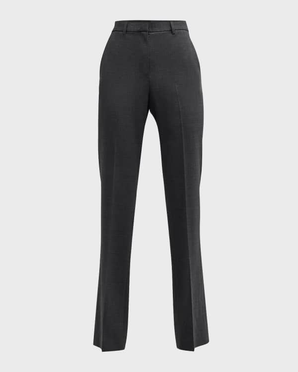 Prada belted wool straight trousers - Black