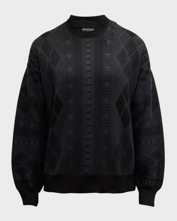 Balenciaga Men s Allover Logo Wool Sweater Neiman Marcus