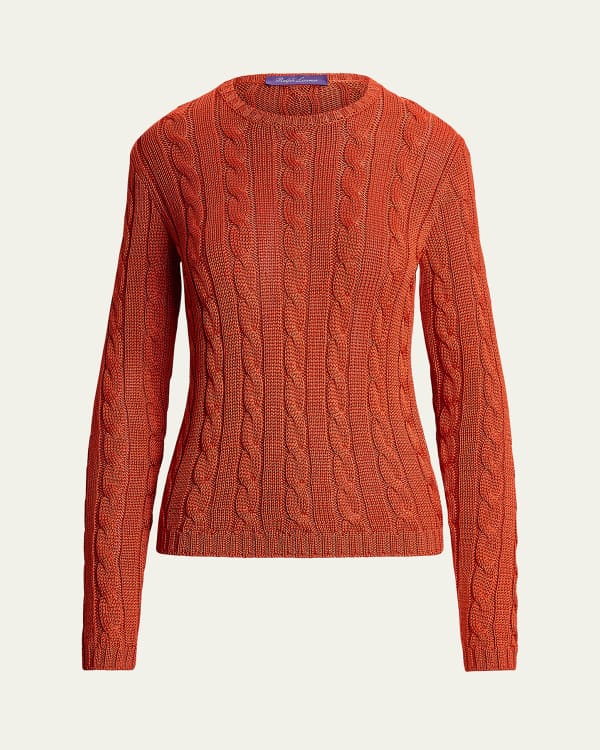 Ralph Lauren Collection CableKnit Silk Sweater Neiman Marcus