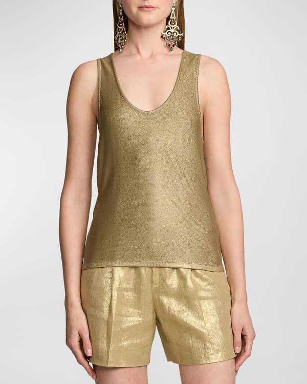 Michael Kors Womens Yellow Embellished Sleeveless Halter Top Size XL for  sale online