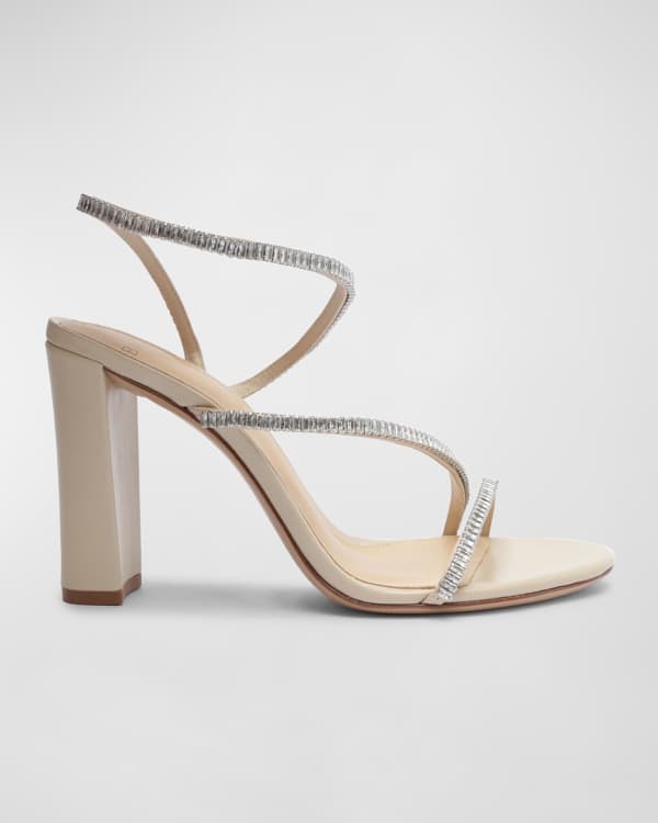 Adelle Light Gold Snake Embossed Ankle Strap Heels