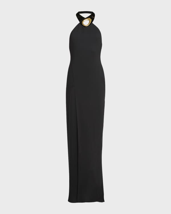 Bottega Veneta Backless Column Gown with Chain Detail Neiman Marcus