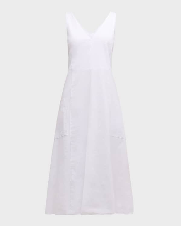 Vince Smocked Mixed Media Cami Dress in Off White