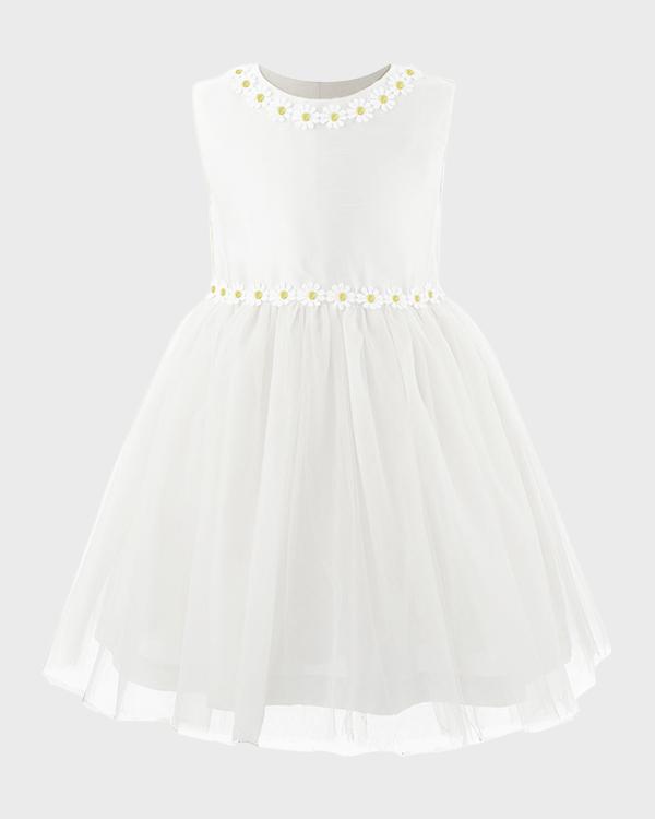 Rachel Riley Girl's Daisy Tulle Dress, Yellow, Size 2-14 | Neiman Marcus