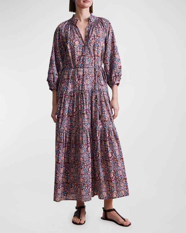 Shoshanna Smocked Off-Shoulder Floral-Print Maxi Dress | Neiman Marcus