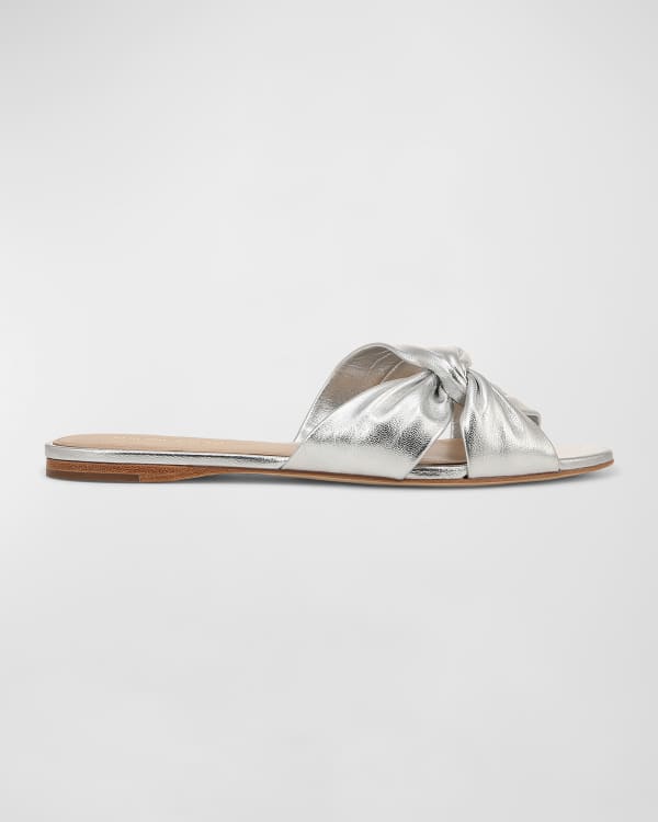 Veronica Beard Eda Metallic Knot Slide Sandals | Neiman Marcus