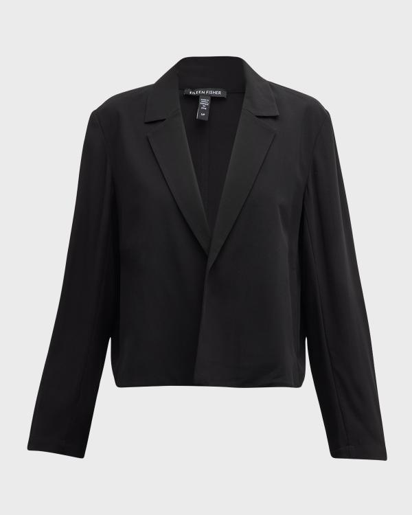 Blazer Eileen Fisher En Crêpe Marron - Taille M, Coton Bio, Col Simulé, Occasion Très Bon état