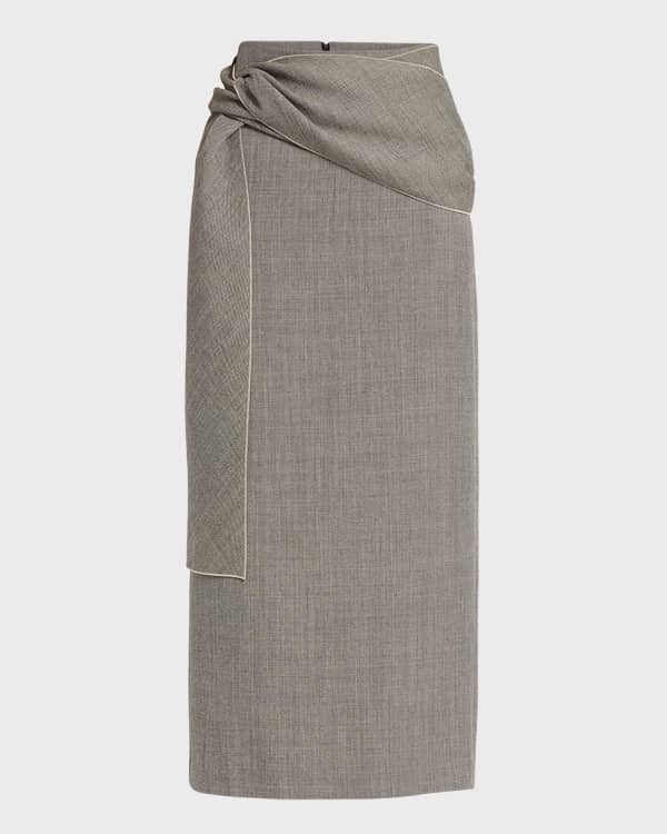 Barocco Print Pleated Twill Midi Skirt