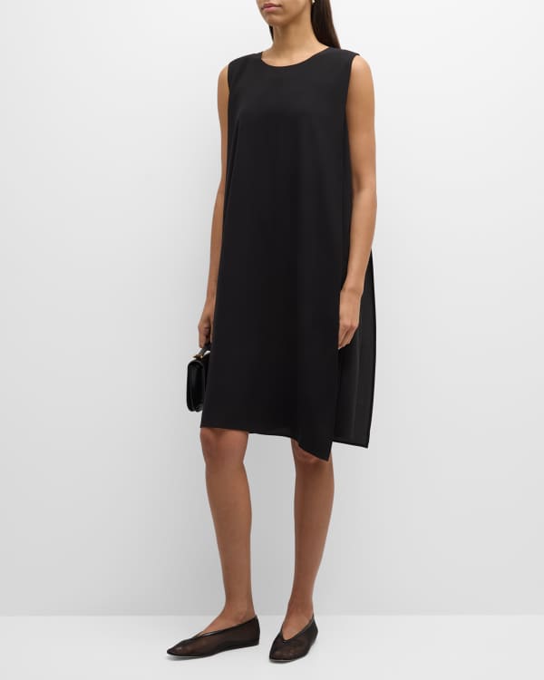 Eileen Fisher Scoop-Neck Georgette Midi Dress | Neiman Marcus