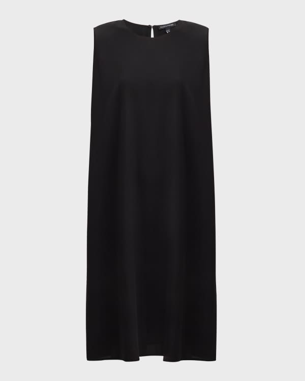 Eileen Fisher Scoop-Neck Georgette Midi Dress | Neiman Marcus