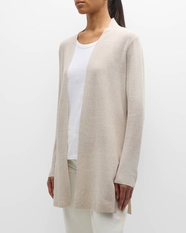 Eileen Fisher Women's Tencel Open Front Cardigan White Size Large