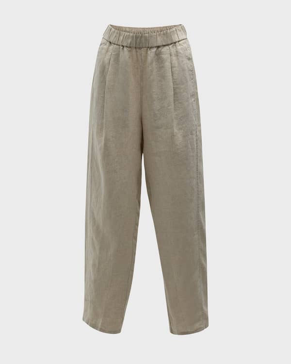 Freemans White Linen Crop Trousers