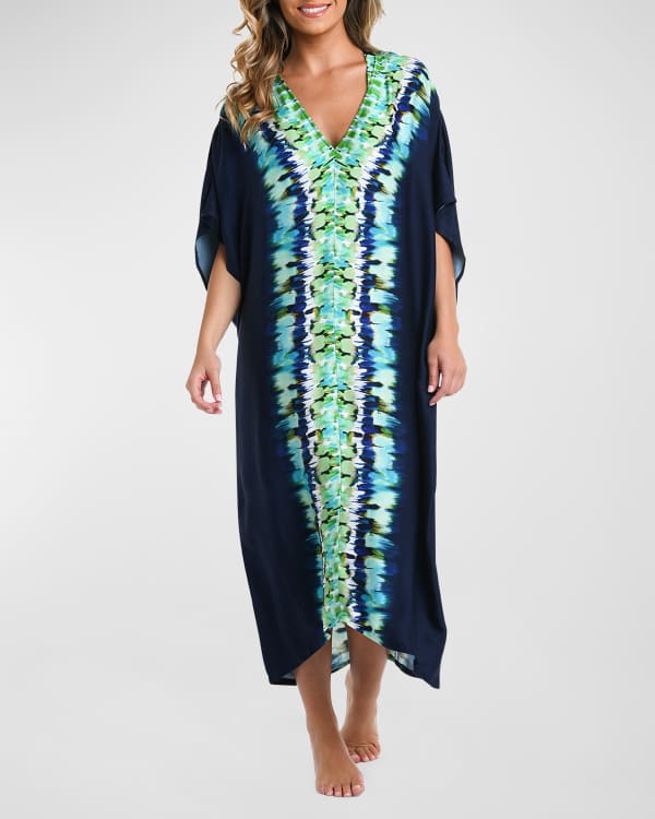 Cynthia Rowley Roseland Printed 3 4 Sleeve Ruffle Wrap Dress Neiman Marcus