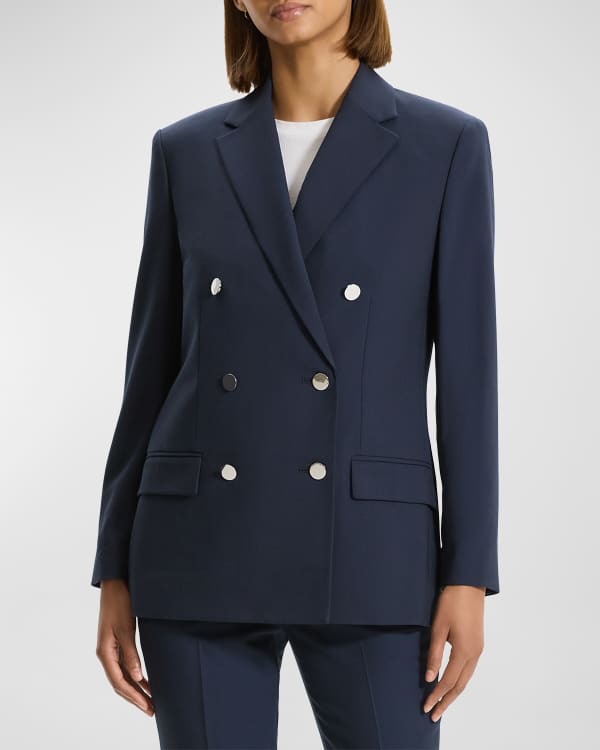 kate spade new york double-breasted tech twill blazer | Neiman Marcus