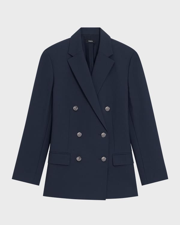 kate spade new york double-breasted tech twill blazer | Neiman Marcus