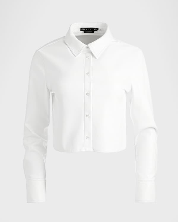 Alice Olivia Addison Bow Collar Cropped Jacket Neiman Marcus