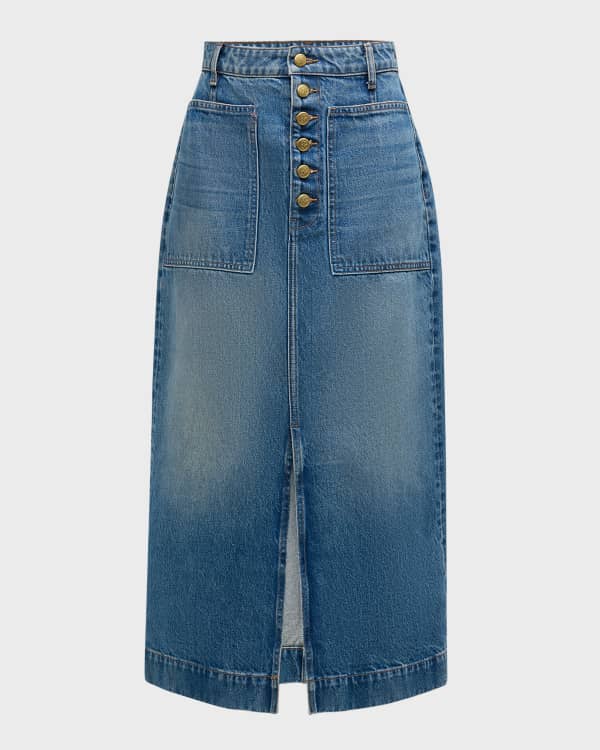 Andersson Bell Denim and Heart Quilted Midi Skirt Neiman Marcus