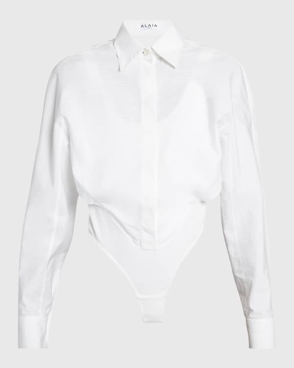 ALAÏA White Denim Bodysuit