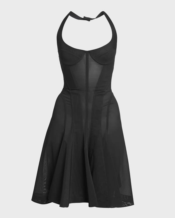 Sleeveless Embellished Mesh Mini Dress