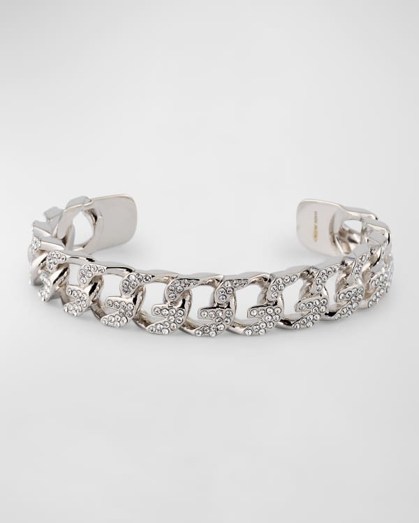 Givenchy 4G Plumetis Open Cuff Bracelet with Crystals