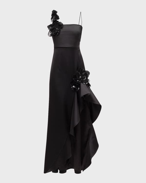 Carmen marc valvo infusion cascading ruffle gown clearance