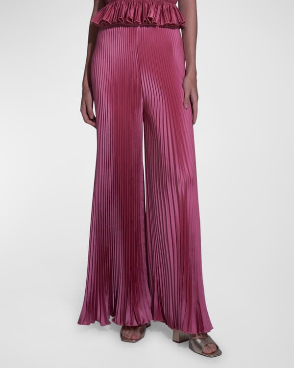Woven Wide Leg Pants - Carre Noir - Blue / Silver