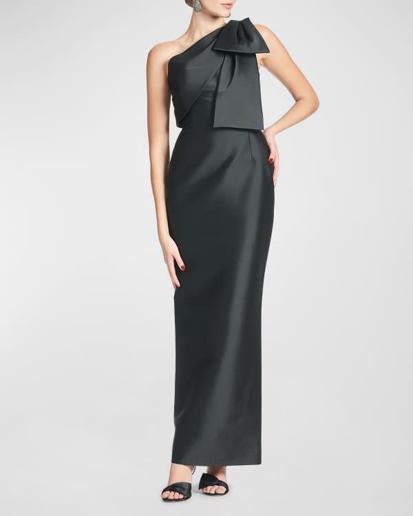 One Shoulder Floral Creponne Gown