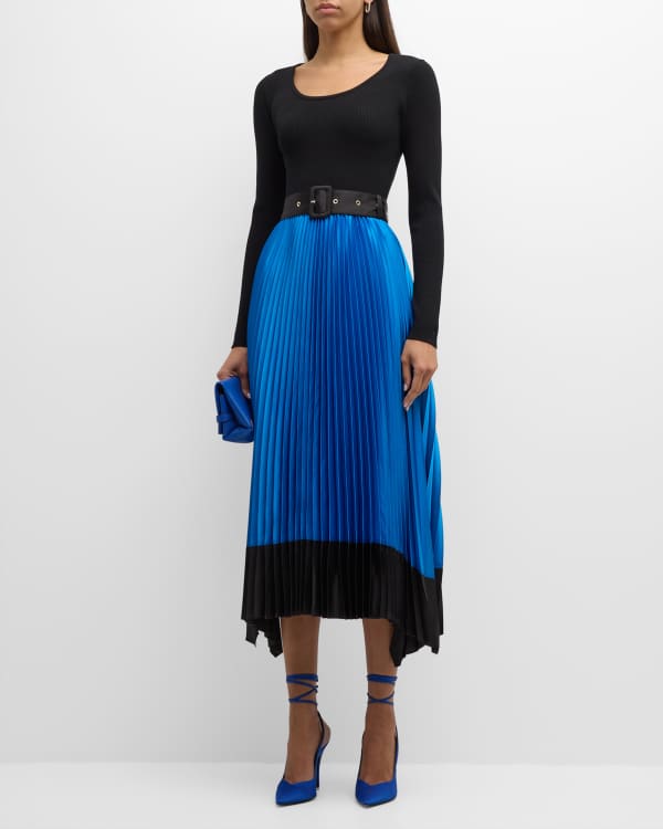 Elie Tahari Eleanora Belted Tie Neck Dress Neiman Marcus